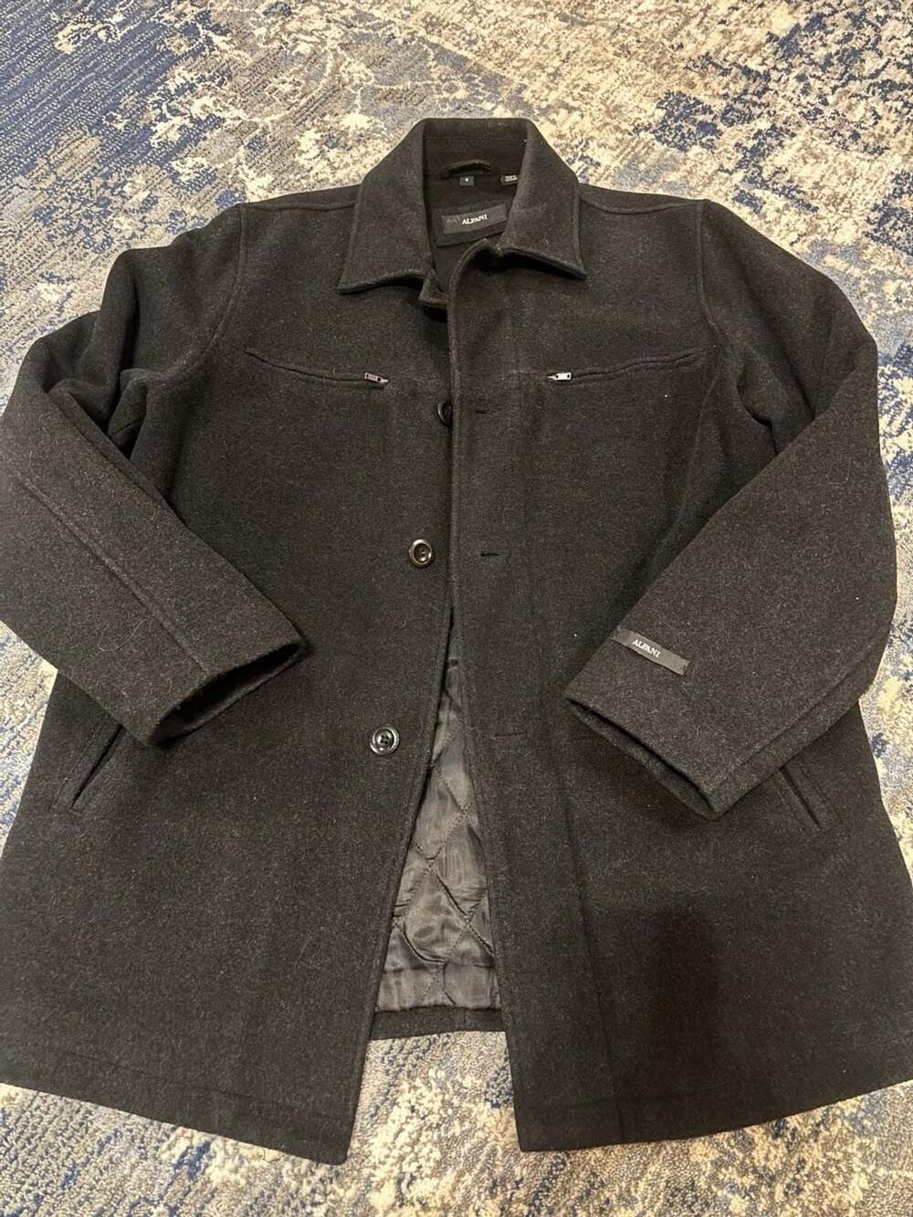 Alfani Wool Cashmere Blend Car Coat Size S Black